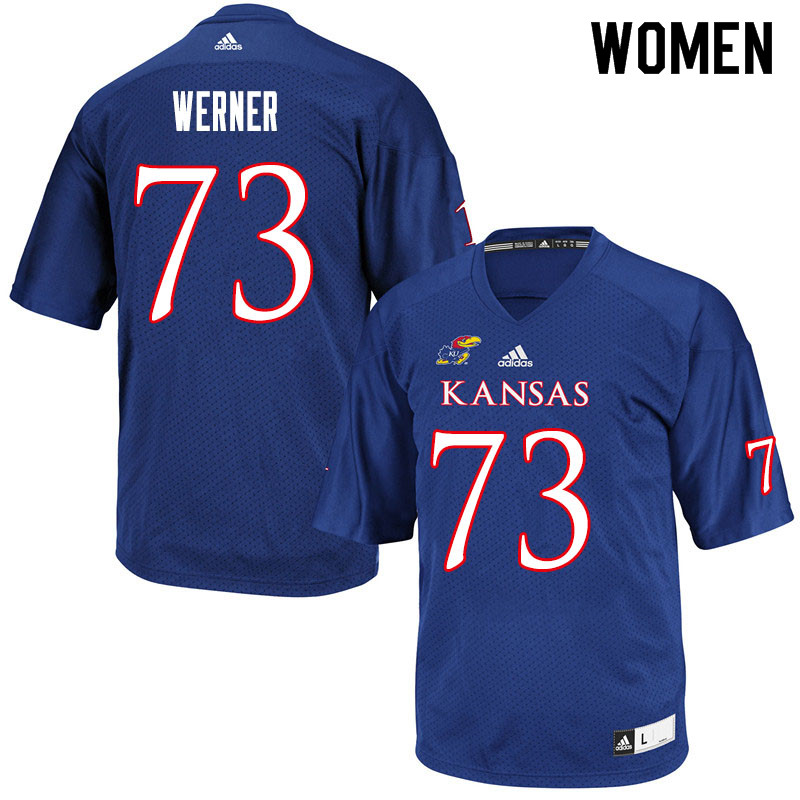 Women #73 Jack Werner Kansas Jayhawks College Football Jerseys Sale-Royal